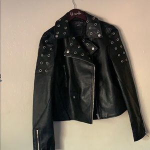 Grommet Faux Leather Jacket